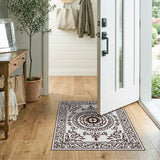 Black and White Ornate Black White Persian Medallion Area Rug