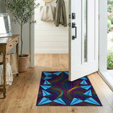 Blue Paper Airplane Rainbow Vortex Rug
