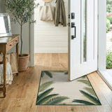 Green Palm Leaf Coastal Beach Area Rug