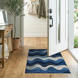 Navy Blue Wave Abstract Area Rug