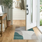 Abstract Teal Beige Area Rug