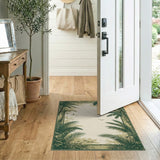 Coastal Palm Silhouette Border Area Rug