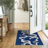 Abstract Navy Wave Area Rug