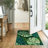 Coastal Beach Lush Monstera Leaf Green Area Rug