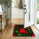 Playful Red Tabby Cats with Berries and Leaves Rug
