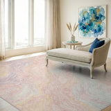 Pastel Pink Marble Swirl Area Rug