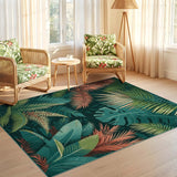 ODIKA Tropical Jungle Washable Area Rug - Low Pile Non-Slip Botanical Floor Mat
