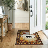 Majestic Black Bear Autumn Forest Rug