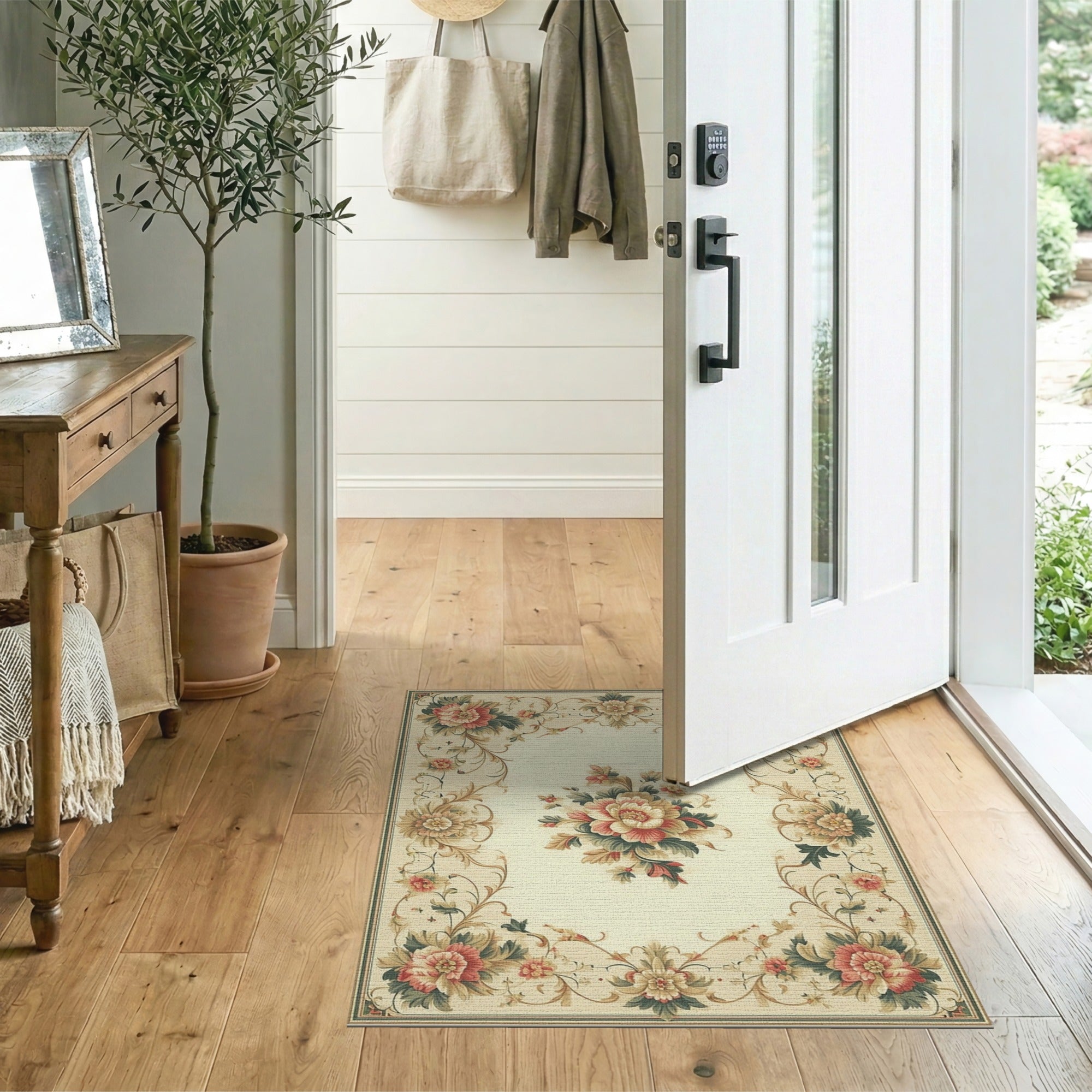Vintage Floral Medallion Cream Area Rug