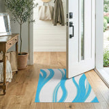 Abstract Area Swirling Teal Waves Abstract Area Rug