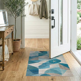 Teal Blue Abstract Starfish Coastal Area Rug