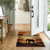 Elephant Savanna Sunset Area Rug