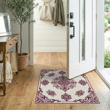Elegant Maroon Floral Medallion Area Rug