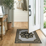 Elegant Grey Persian Medallion Area Rug