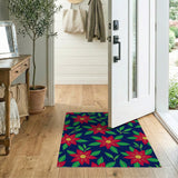 Red Poinsettia Floral Pattern Area Rug