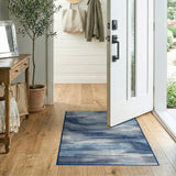 Blue Wavy Stripe Abstract Area Rug