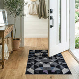 Blue and Teal Modern Geometric Grey Blue Area Rug