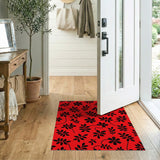 Bold Red Black Cherry Blossom Silhouette Rug