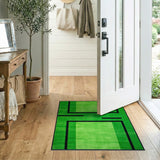 Vibrant Green Black Frame Geometric Area Rug