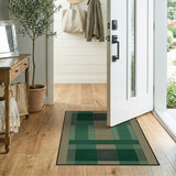 Green Geometric Grid Area Rug