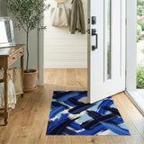 Bold Blue Brushstroke Abstract Area Rug