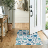 Whimsical Blue Seashell Starfish Coastal Rug