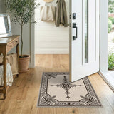 Ornate Floral Cross Beige Area Rug