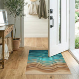Teal Ocean Waves Coastal Beach Rug