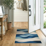 Coastal Blue Teal Wave Area Rug