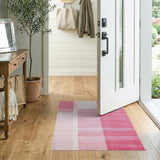Pink Modern Pink Grid Stripe Area Rug