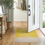 Yellow Vibrant Yellow Geometric Stripe Area Rug