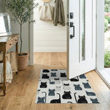Playful Black Cat Silhouette Area Rug
