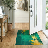 Emerald Green Yellow Splatter Abstract Area Rug