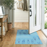 Playful Blue Fin Waves Coastal Area Rug