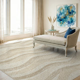Beige Coastal Wave Area Rug