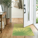 Coastal Palm Frond Yellow Area Rug