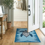 Coastal Beach Sea Turtle Blue Teal Area Rug