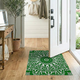 Emerald Green Mandala Area Rug with Intricate Patterns