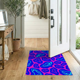 Neon Blue Pink Abstract Organic Area Rug