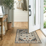 Cream Navy Persian Floral Medallion Rug