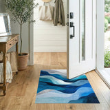 Abstract Area Wave Blue Teal Wave Abstract Area Rug