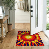 Fiery Sun Mandala Abstract Area Rug
