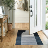Modern Curved Abstract Black White Area Rug
