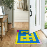 Vibrant Yellow Blue Geometric Area Rug