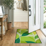 Layered Green Leaves Geometric Area Rug