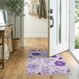 Purple Floral Woven Area Rug