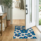 Whimsical Blue Floral Pattern Area Rug