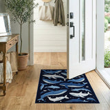 Playful Indigo Whale Ocean Area Rug