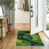Lush Green Leaves Abstract Area Rug