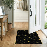 Gold and Silver Gold Stars on Black Area Rug